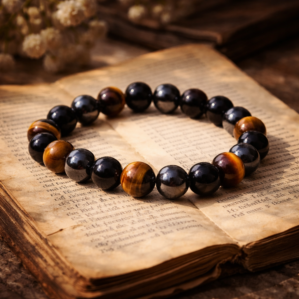 Close up shot of triple eyes bracelet 