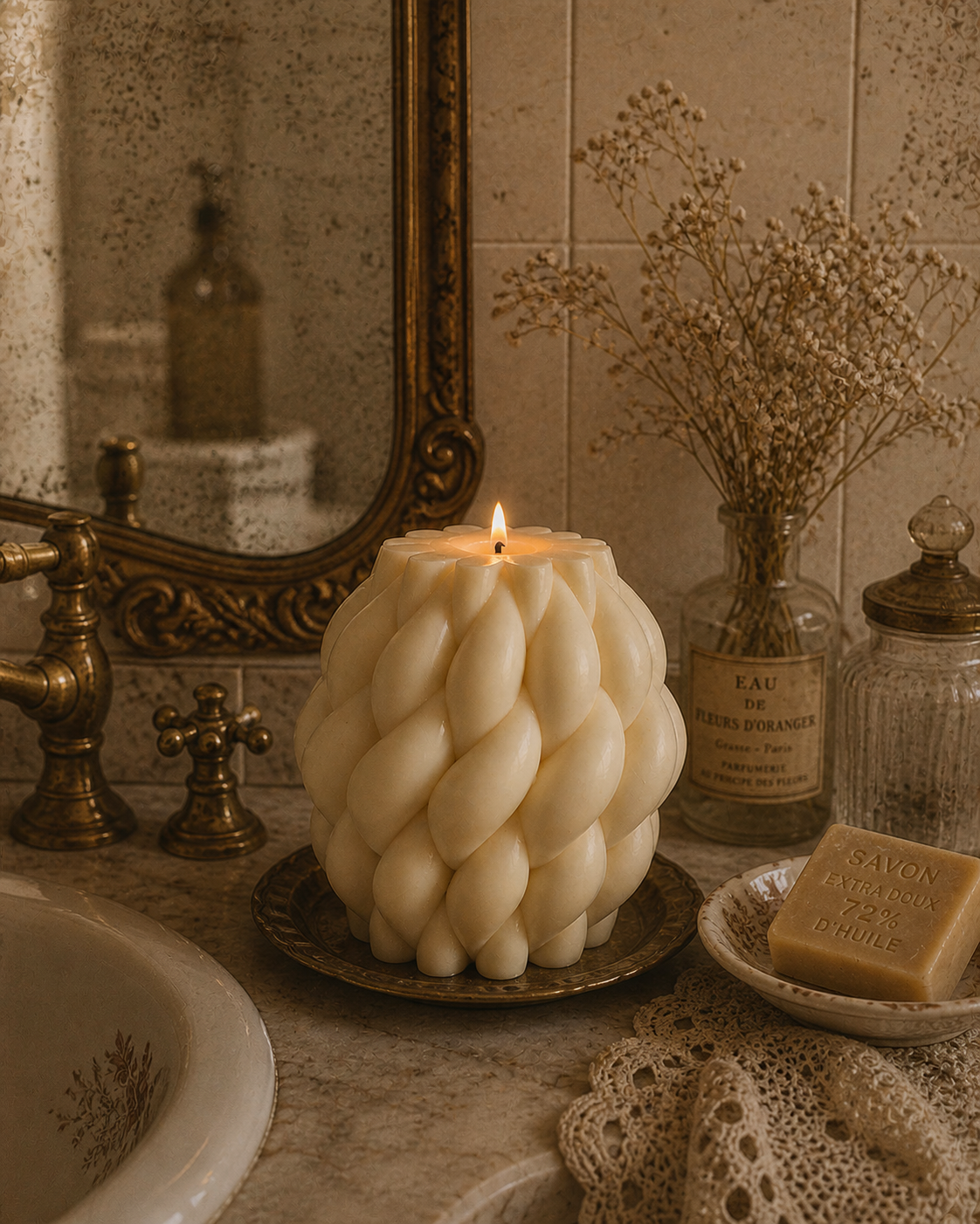 Braided Pillar Candle
