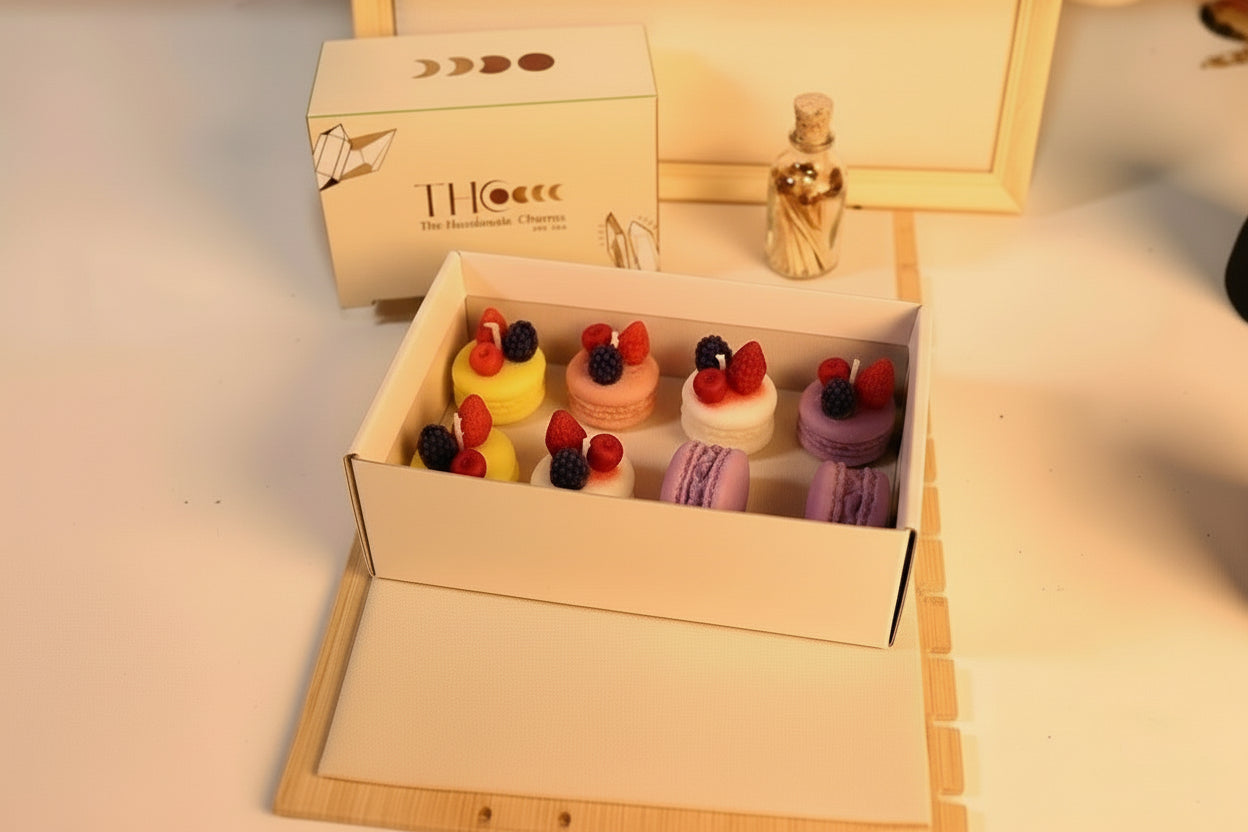 Strawberry Macrons Candles Pack Of 8