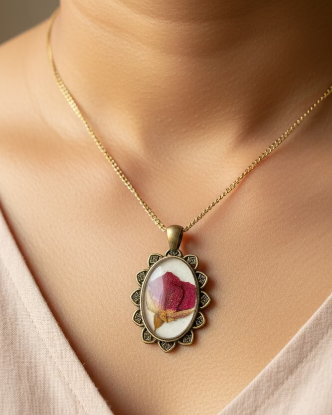 Deep Red Rose Pendant
