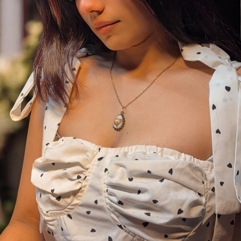 Peach Rose Drop Pendant: “Love’s Eternal Flame”