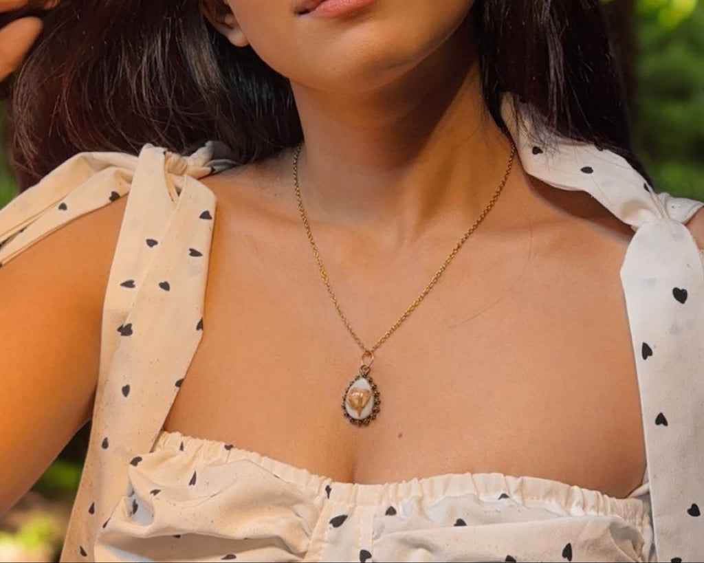 Peach Rose Drop Pendant: “Love’s Eternal Flame”