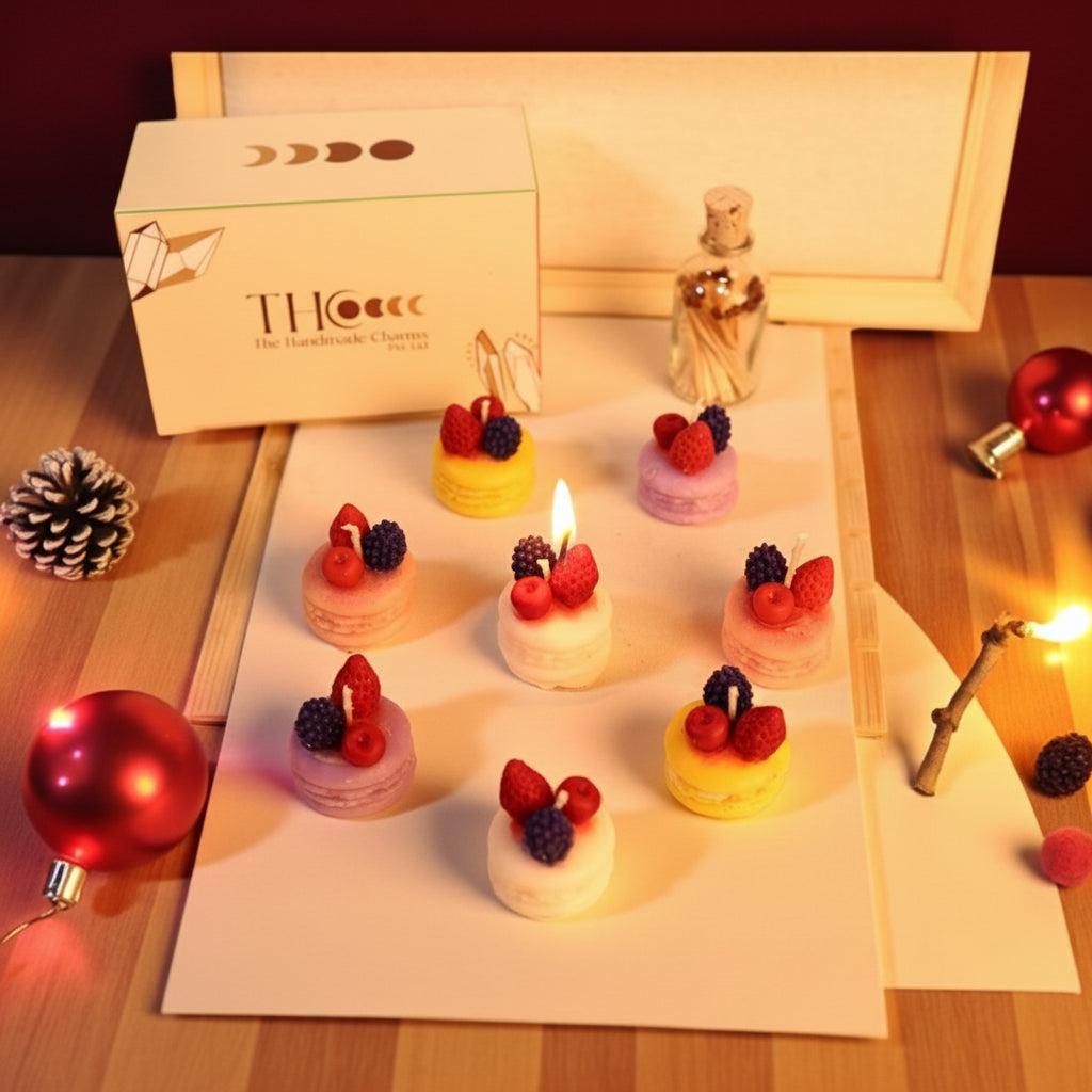 Strawberry Macrons Candles Pack Of 8